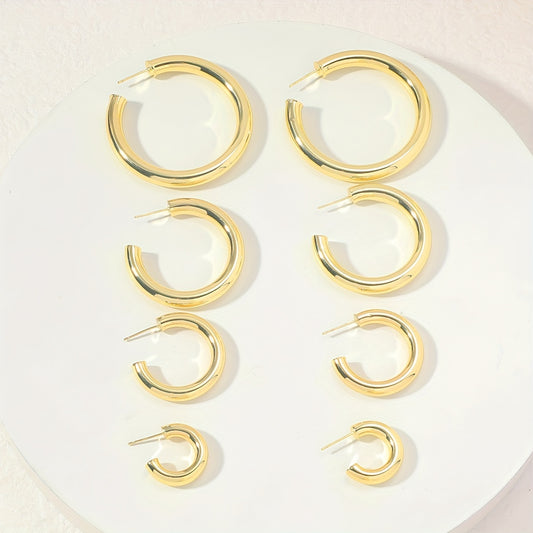 C-Shaped Hollow Stud Earrings