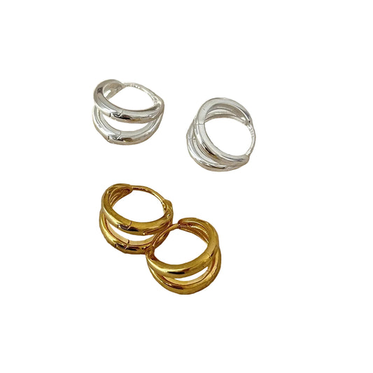 18K Gold-Plated Copper French Retro Metal Hoop Earrings