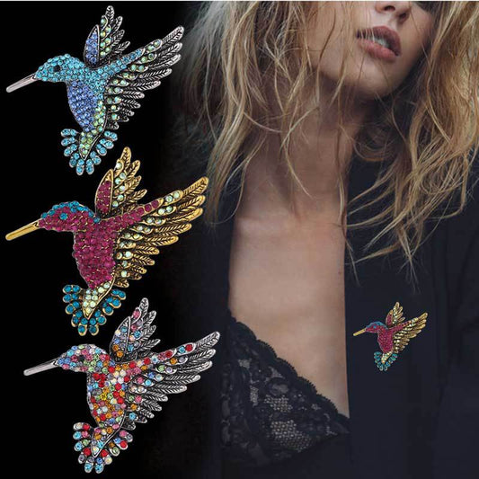 Hummingbird Crystal Brooch