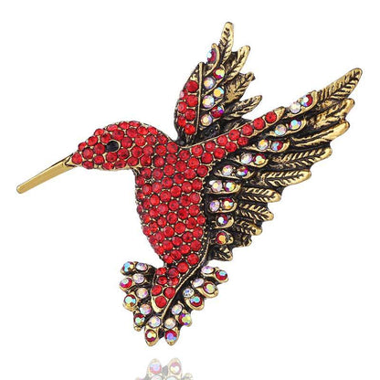 Hummingbird Crystal Brooch