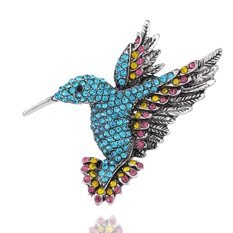Hummingbird Crystal Brooch