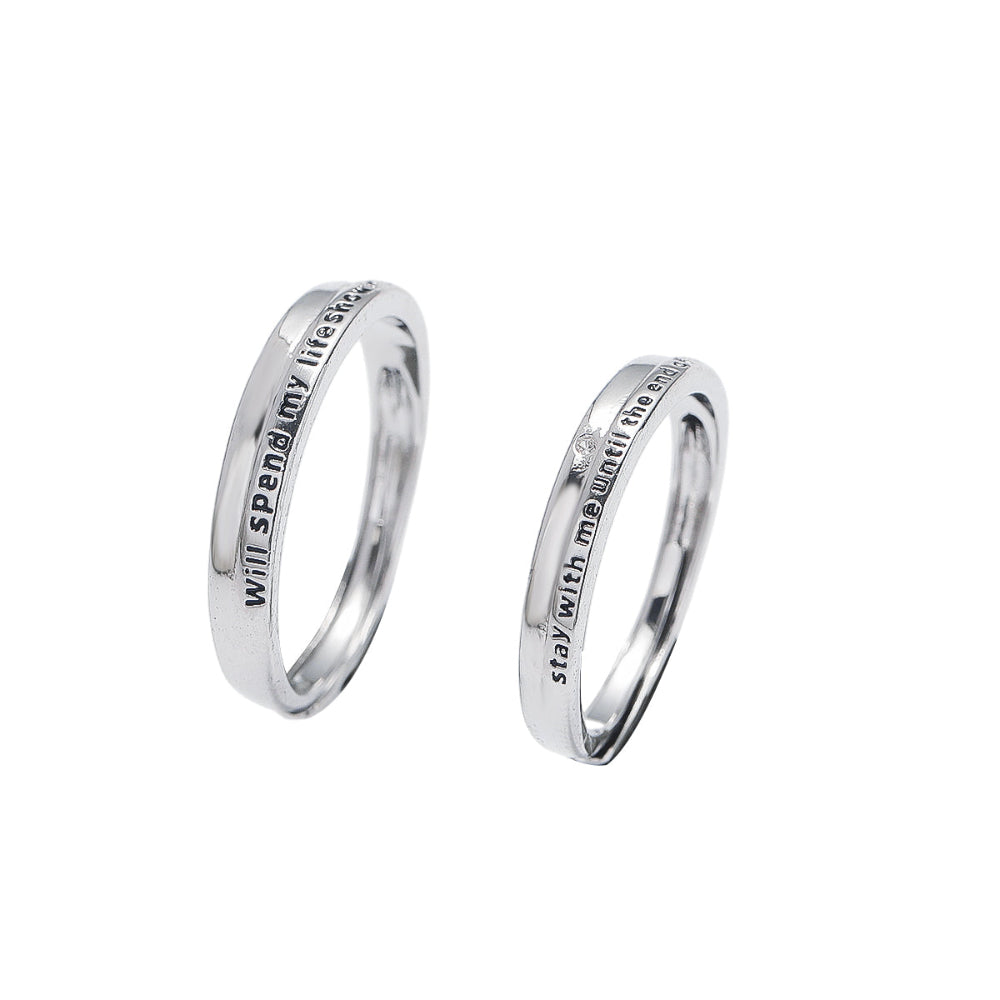 White Gold Adjustable Couple Ring