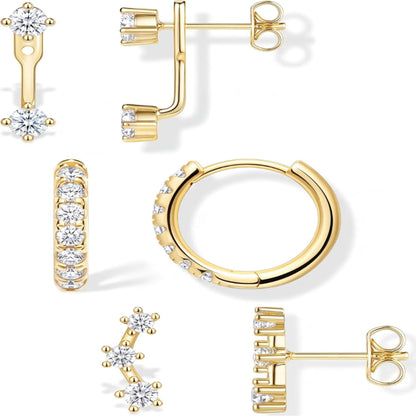 3-Pair Birthstone Hoop Earrings Set