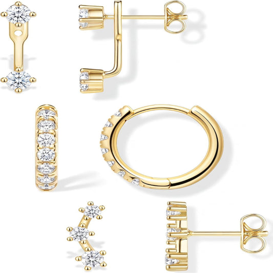 3-Pair Birthstone Hoop Earrings Set