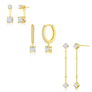 3-Pair Gold-Tone Hoop Earrings Set