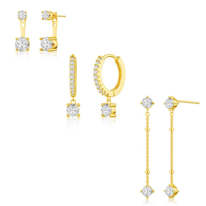 3-Pair Gold-Tone Hoop Earrings Set
