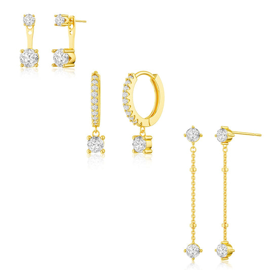 3-Pair Gold-Tone Hoop Earrings Set