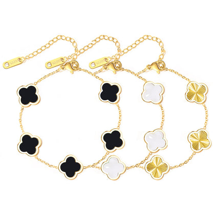 3-Piece 18K Gold Plated Clover Bracelet Set