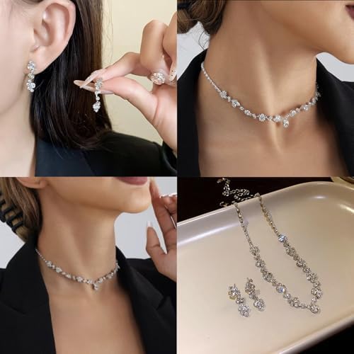 3-Piece Silver Crystal Jewelry Set