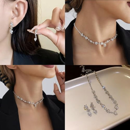 3-Piece Silver Crystal Jewelry Set
