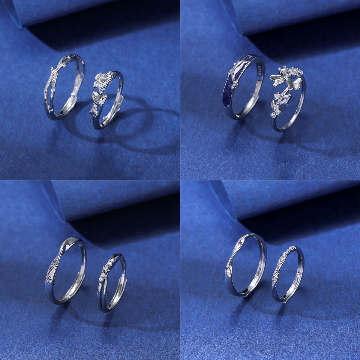 White Gold Adjustable Couple Ring