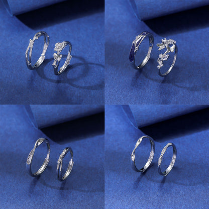 White Gold Adjustable Couple Ring