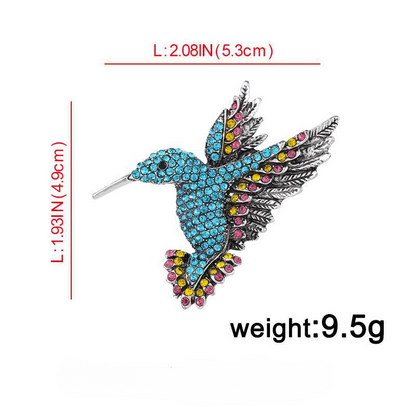 Hummingbird Crystal Brooch