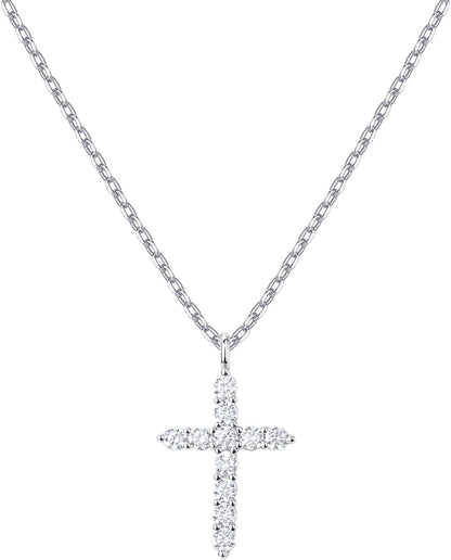 Gold-Tone CZ Cross Pendant Necklace