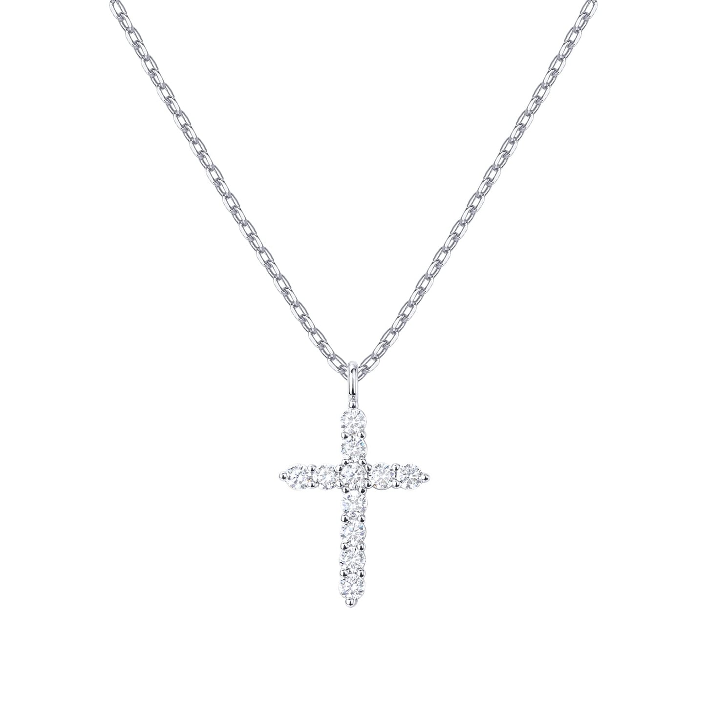Gold-Tone CZ Cross Pendant Necklace