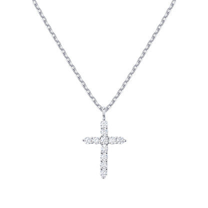 Gold-Tone CZ Cross Pendant Necklace