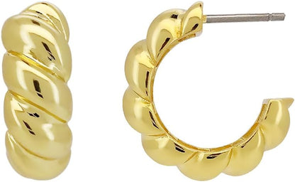 S925 14K Gold Plated Triple Huggie Illusion Stud Earrings | Double Huggie Hoop Earrings for One Hole | Gold Hoop Earrings for Women | Drop earrings