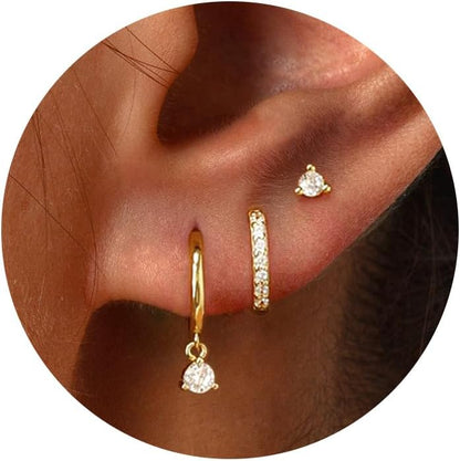 3-Pair Gold-Tone Hoop Earrings Set