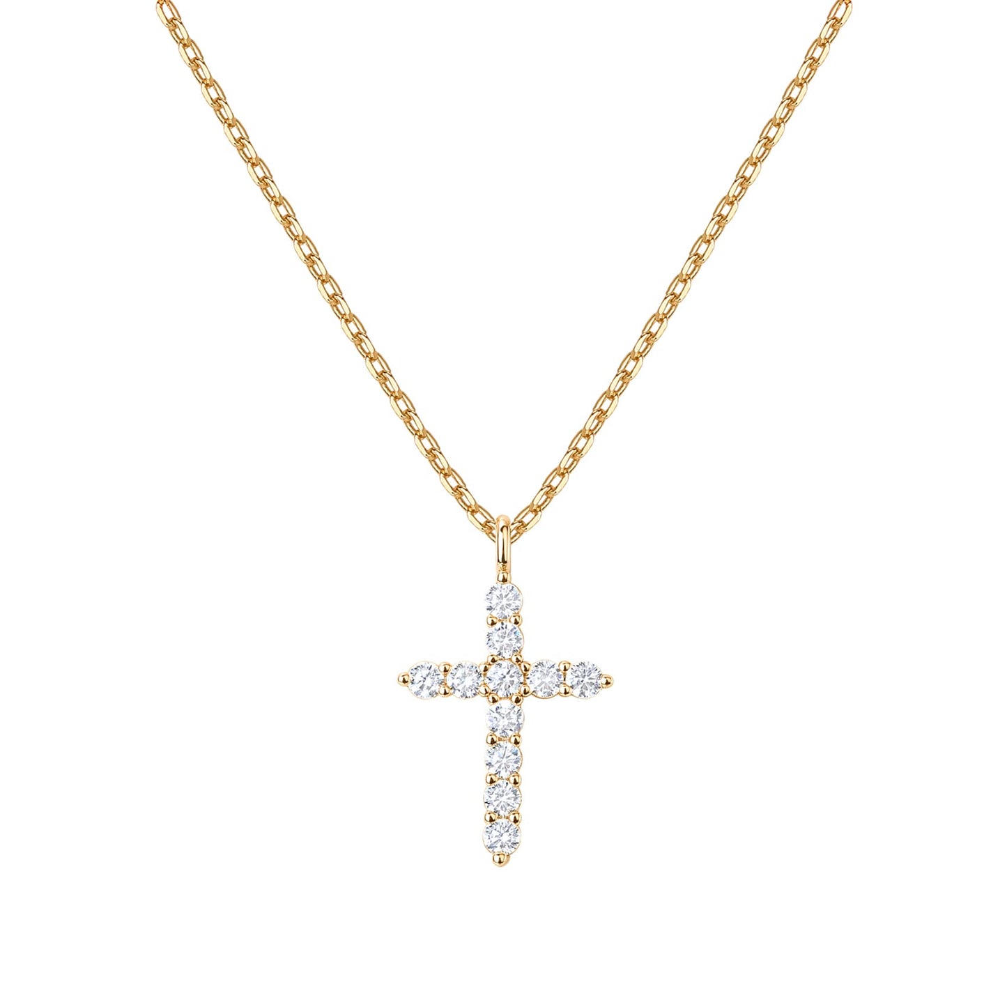 Gold-Tone CZ Cross Pendant Necklace