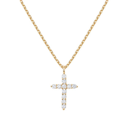 Gold-Tone CZ Cross Pendant Necklace