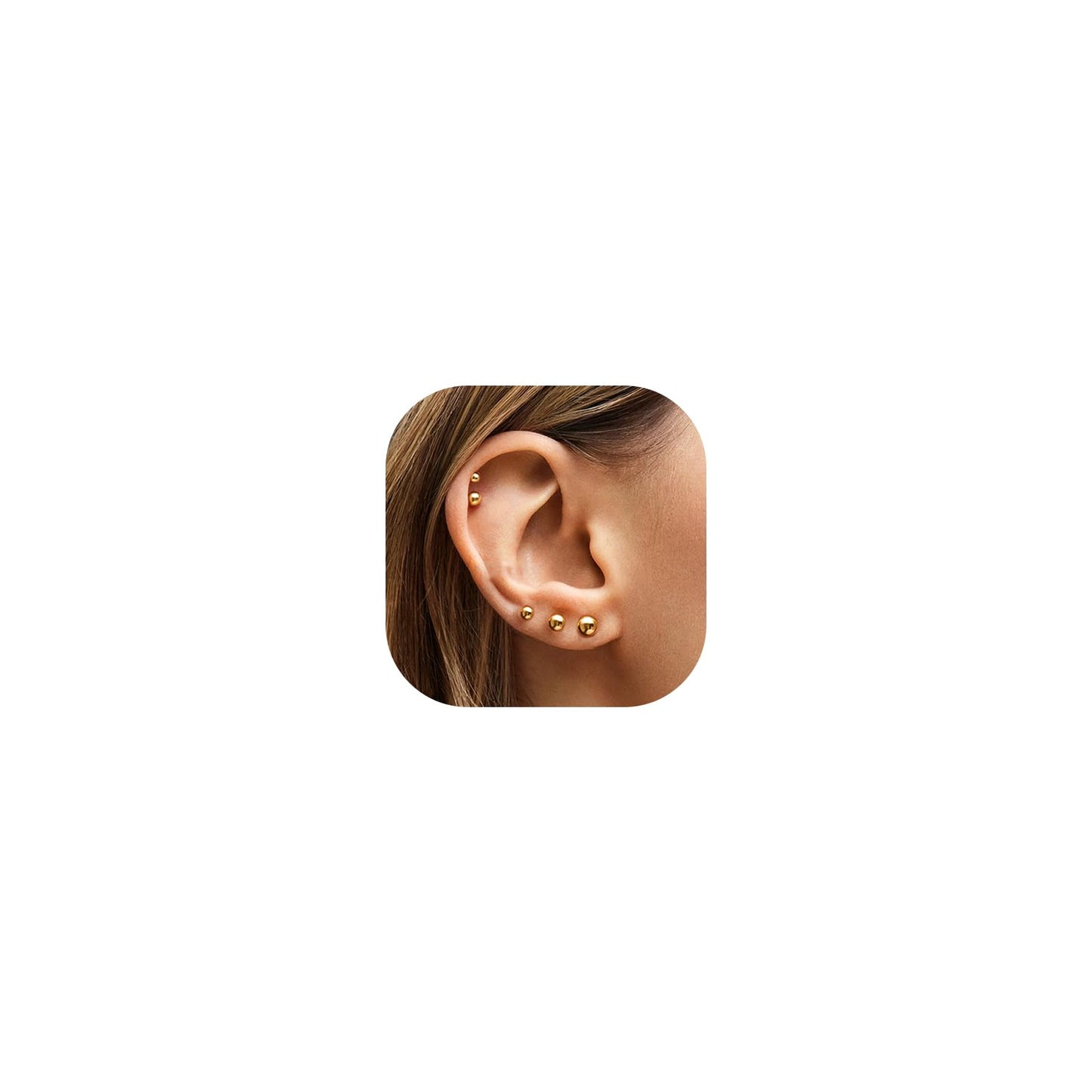 5-Pair Gold-Tone CZ Stud Earrings Set