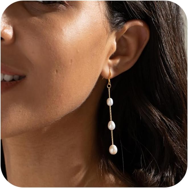 Gold-Tone Pearl Stackable Drop Earrings