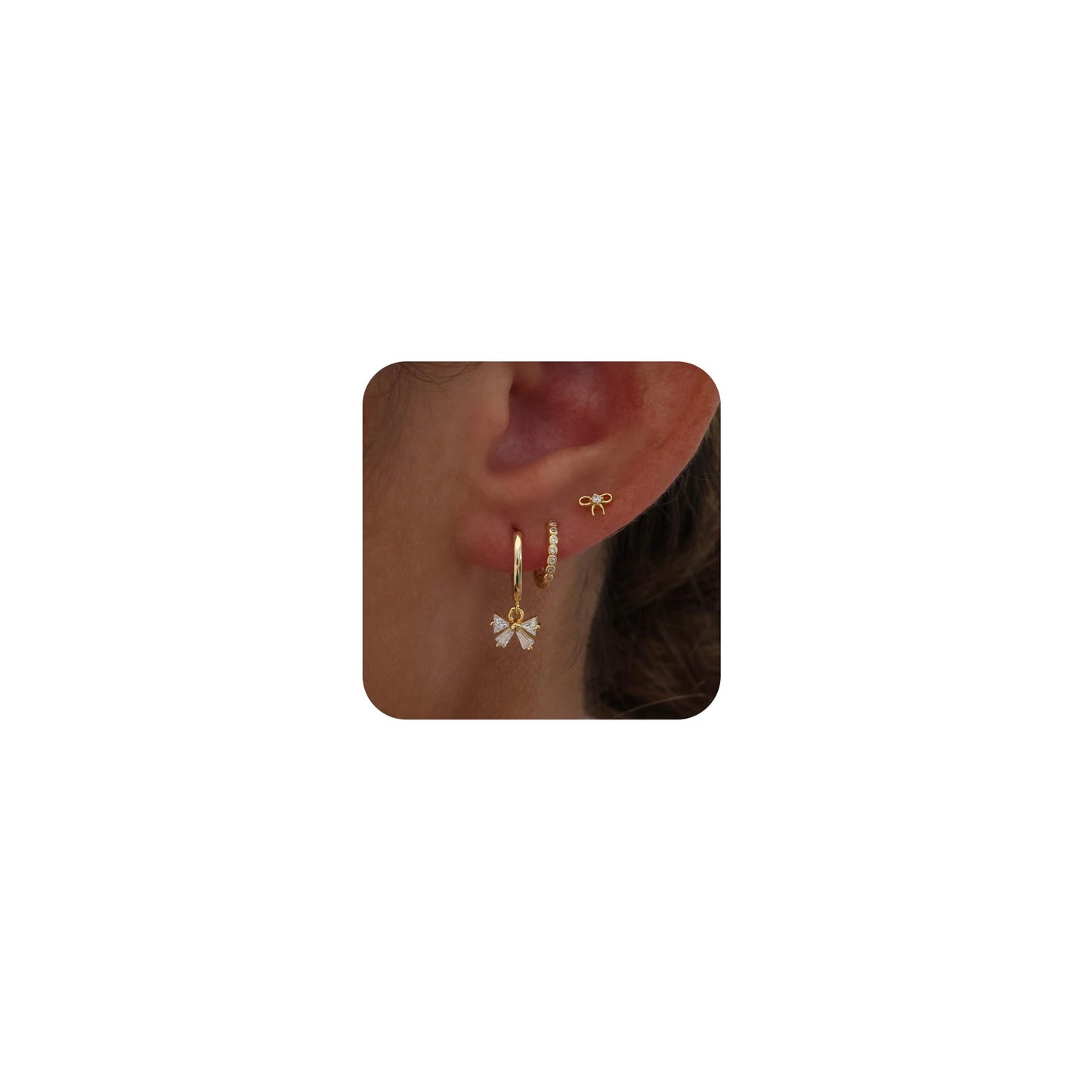 Gold-Tone Pearl Stackable Hoop Earrings