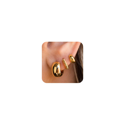 3-Pair Gold-Tone Hoop Earrings Set