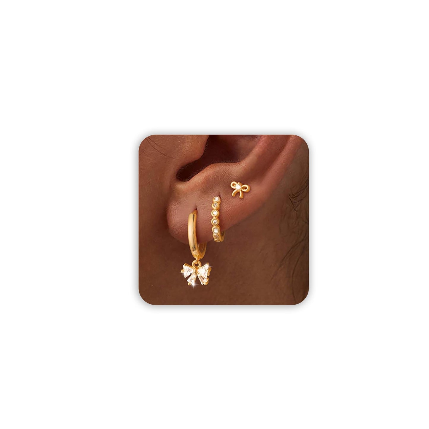 3-Pair Gold-Tone Hoop Earrings Set
