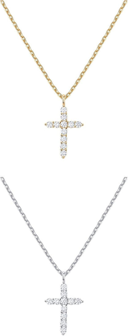 PAVOI 14K Gold Plated Cubic Zirconia Cross Necklace for Women | Cross Faith Pendant Necklaces
