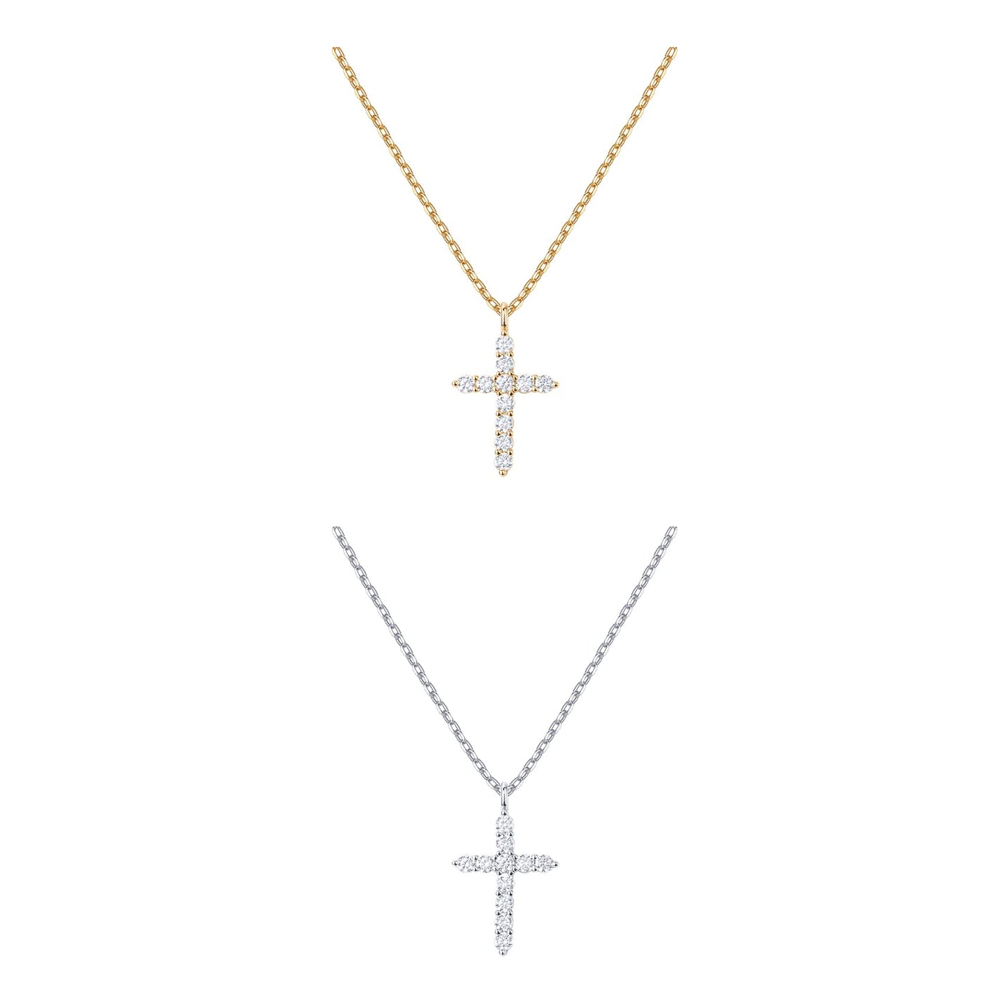 Gold-Tone CZ Cross Pendant Necklace