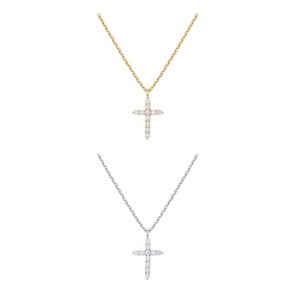 Gold-Tone CZ Cross Pendant Necklace