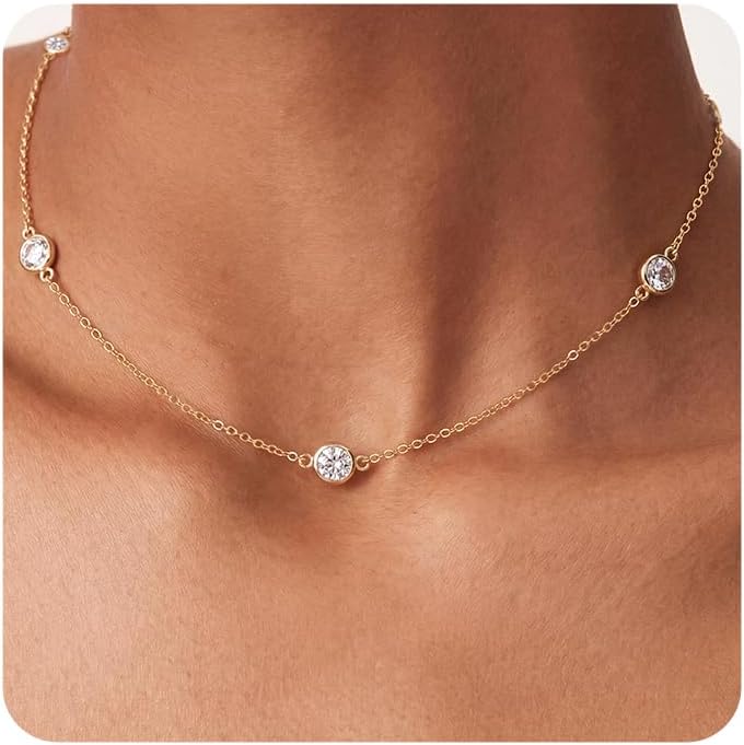 Gold-Tone Silver-Tone CZ Necklace
