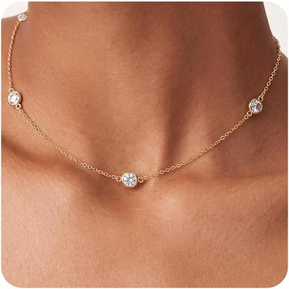 Gold-Tone Silver-Tone CZ Necklace