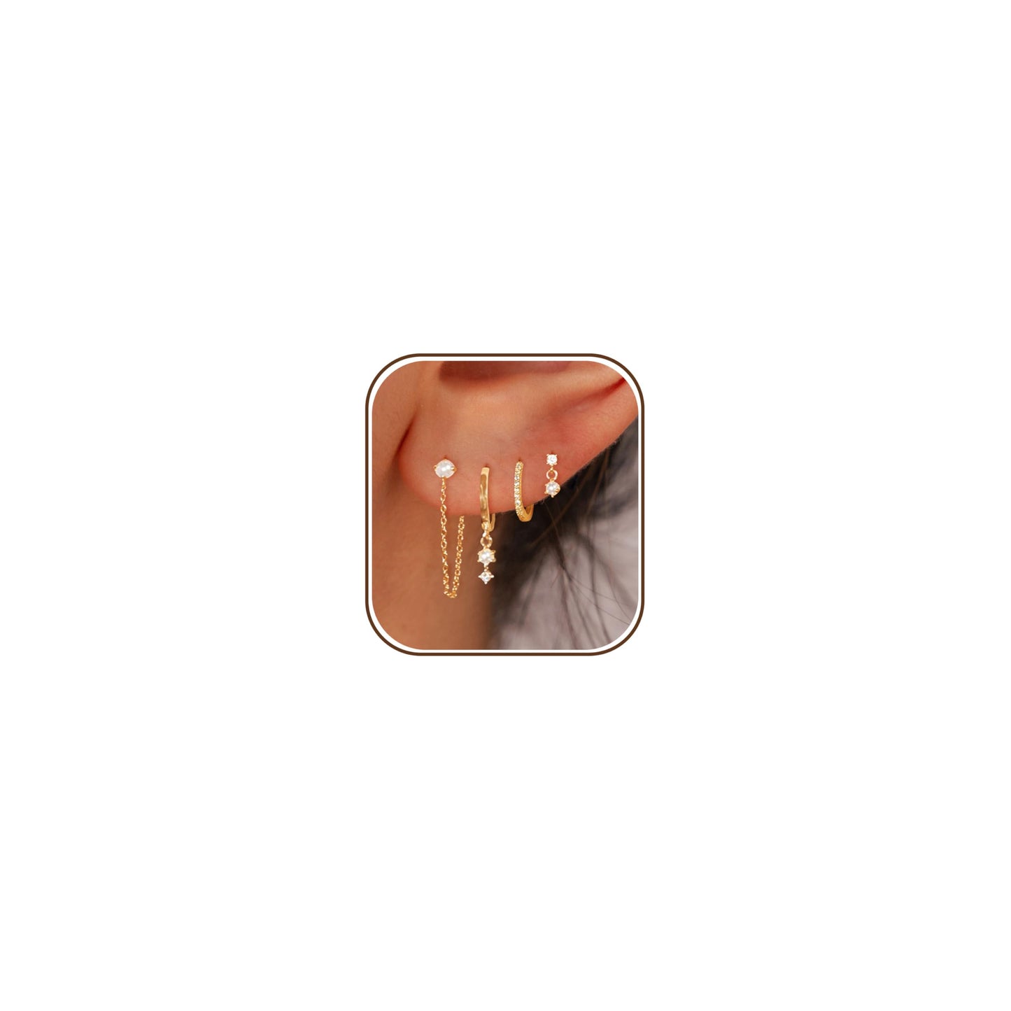 Gold-Tone Pearl Stackable Hoop Earrings