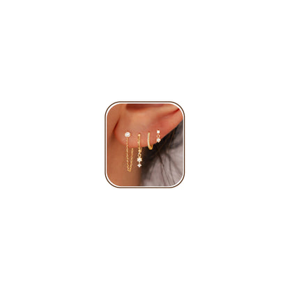 Gold-Tone Pearl Stackable Hoop Earrings