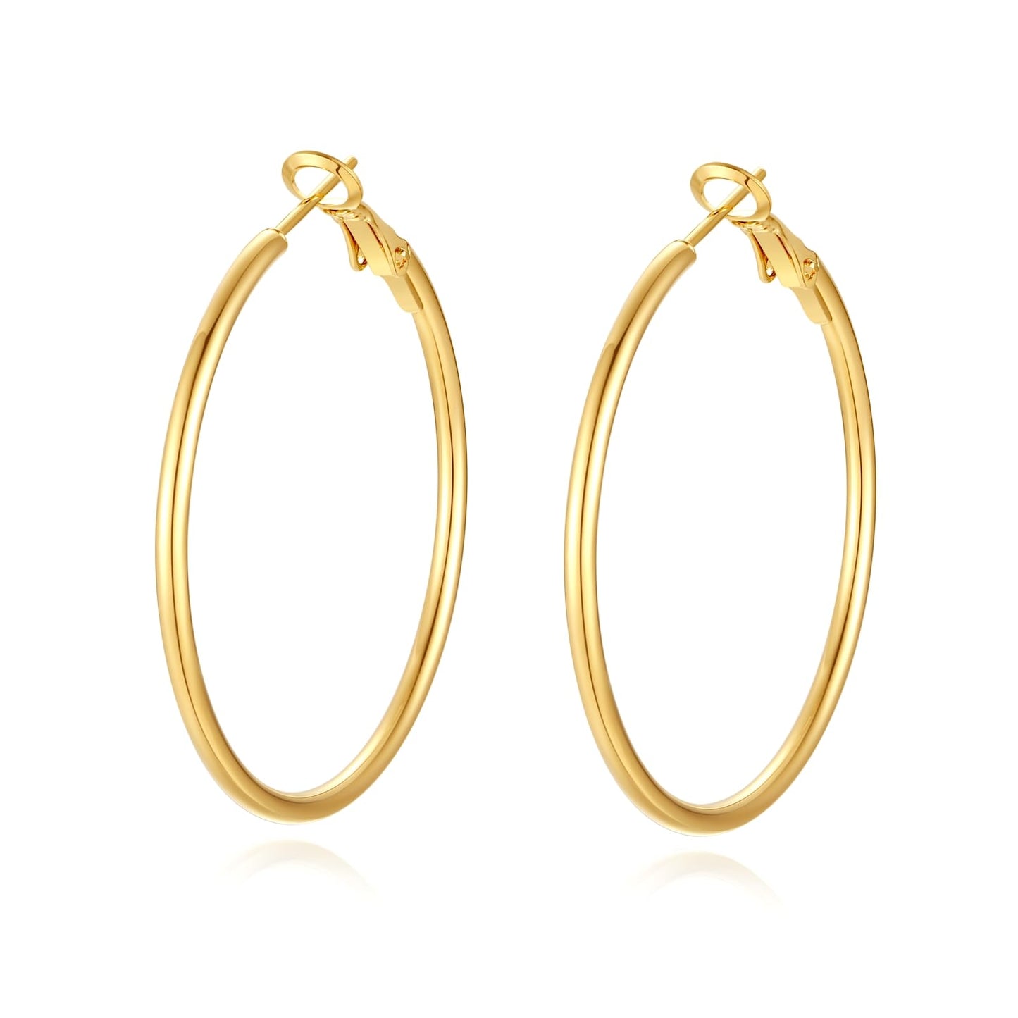 4-Pair Gold-Tone Silver-Tone Hoop Earrings Set