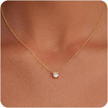 Gold-Tone Silver-Tone CZ Necklace
