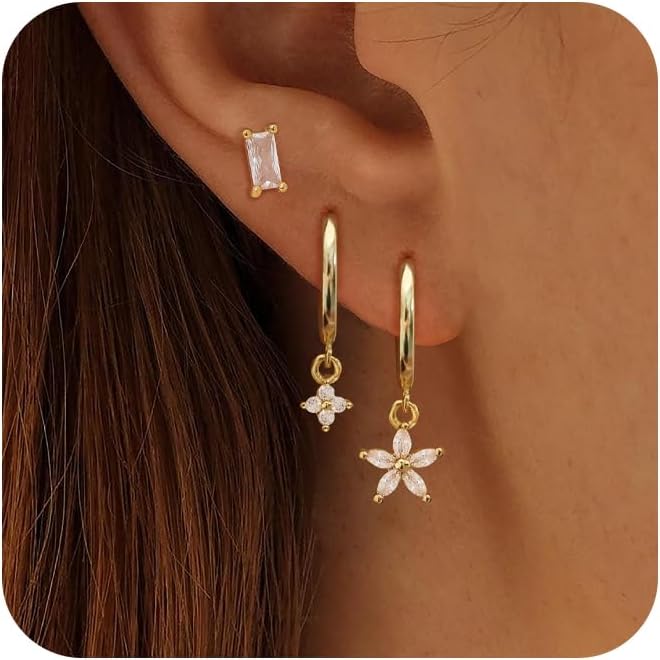 Gold-Tone Pearl Stackable Drop Earrings
