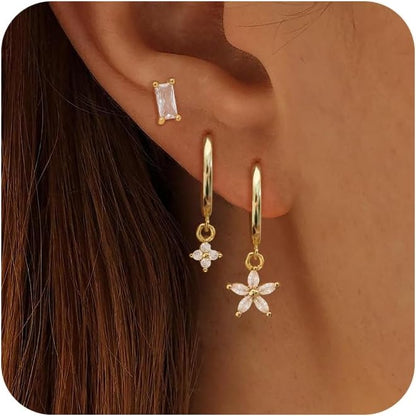 Gold-Tone Pearl Stackable Drop Earrings