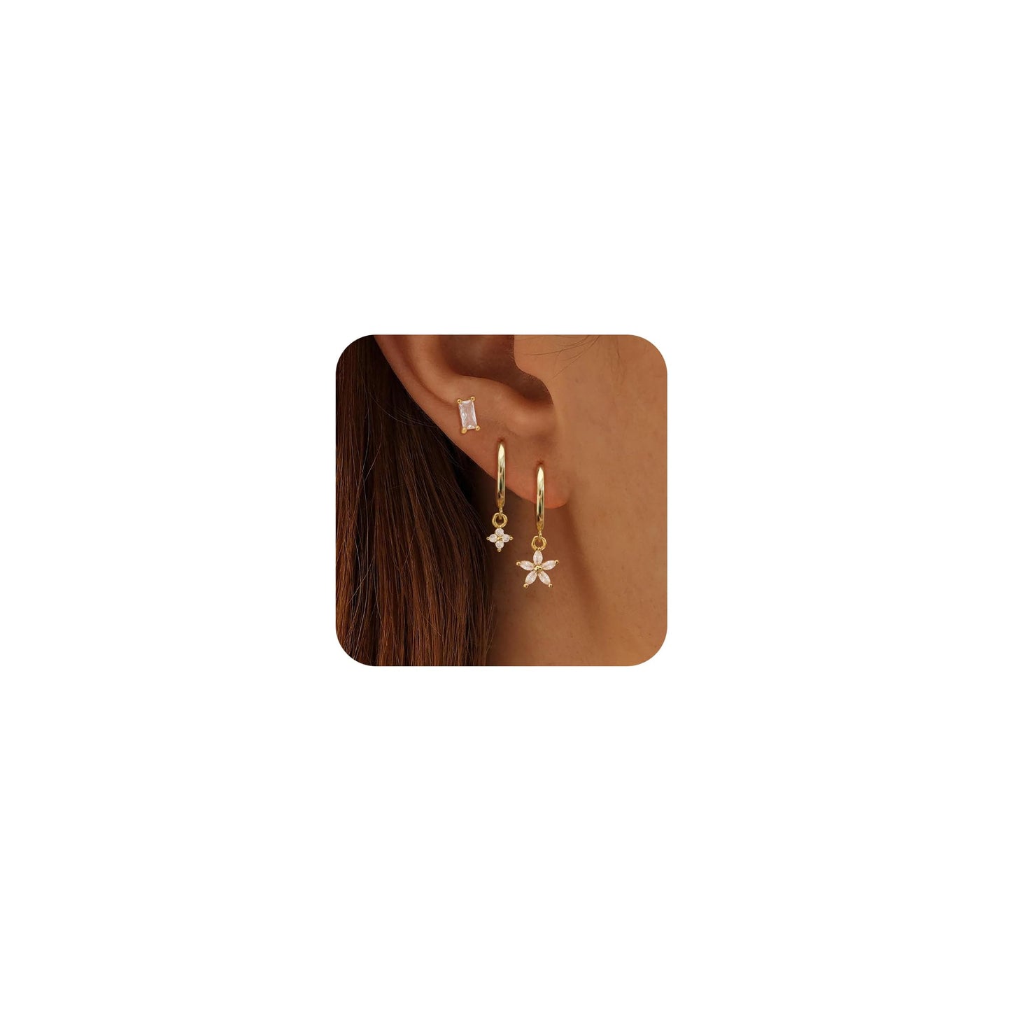 Gold-Tone Pearl Stackable Drop Earrings