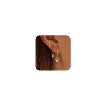 Gold-Tone Pearl Stackable Drop Earrings