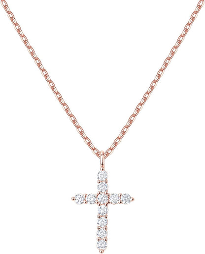 PAVOI 14K Gold Plated Cubic Zirconia Cross Necklace for Women | Cross Faith Pendant Necklaces