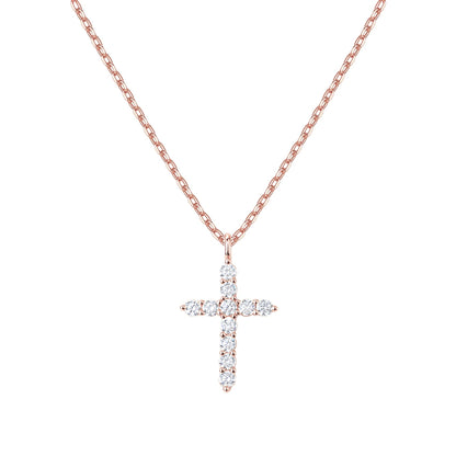 Gold-Tone CZ Cross Pendant Necklace