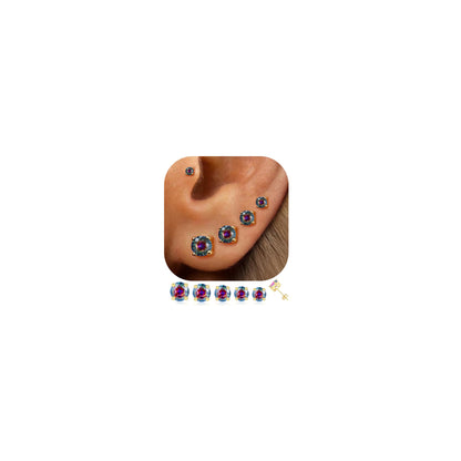 5-Pair Gold-Tone CZ Stud Earrings Set