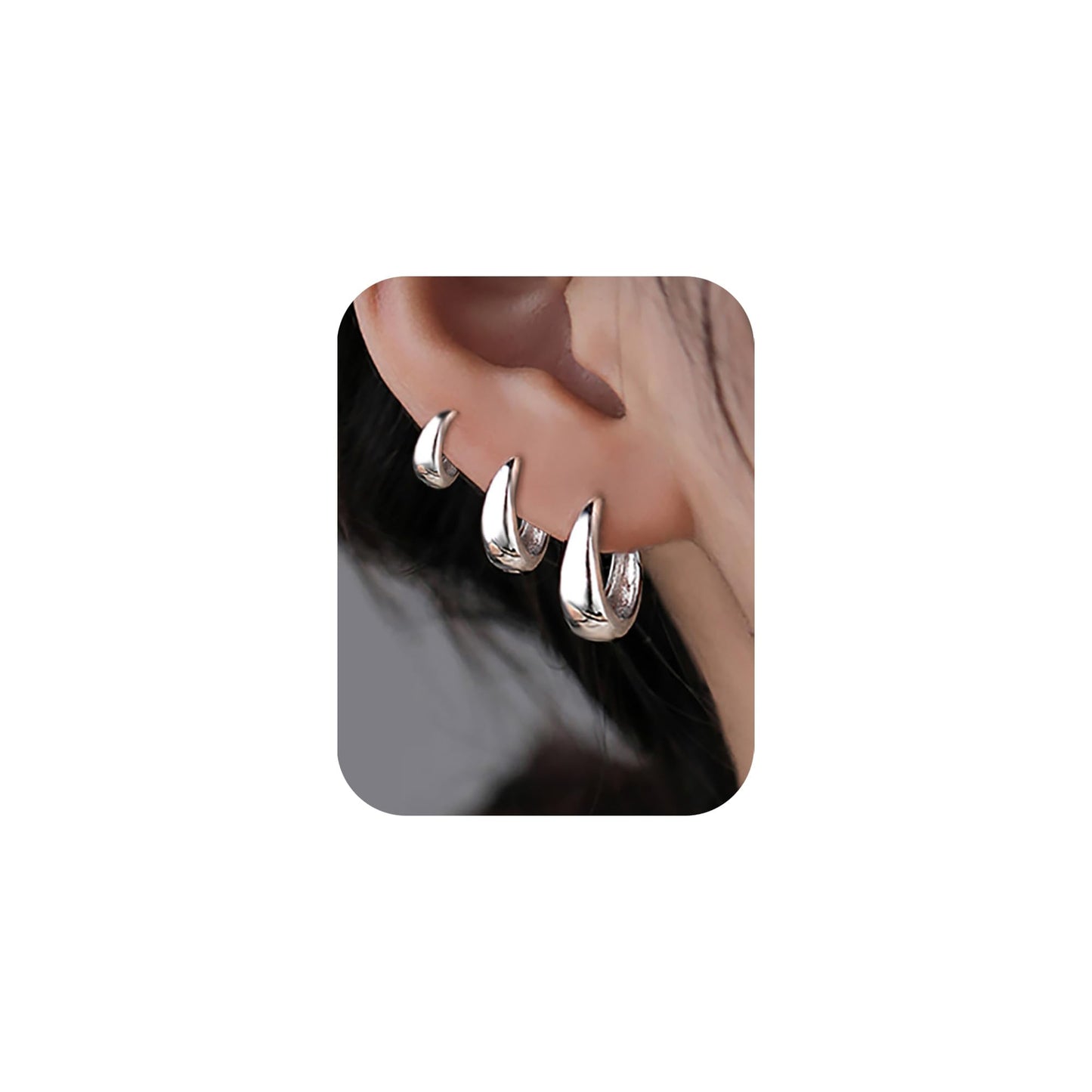 3-Pair Gold Chunky Hoop Earrings Set