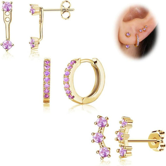 3-Pair Gold-Tone Hoop Earrings Set