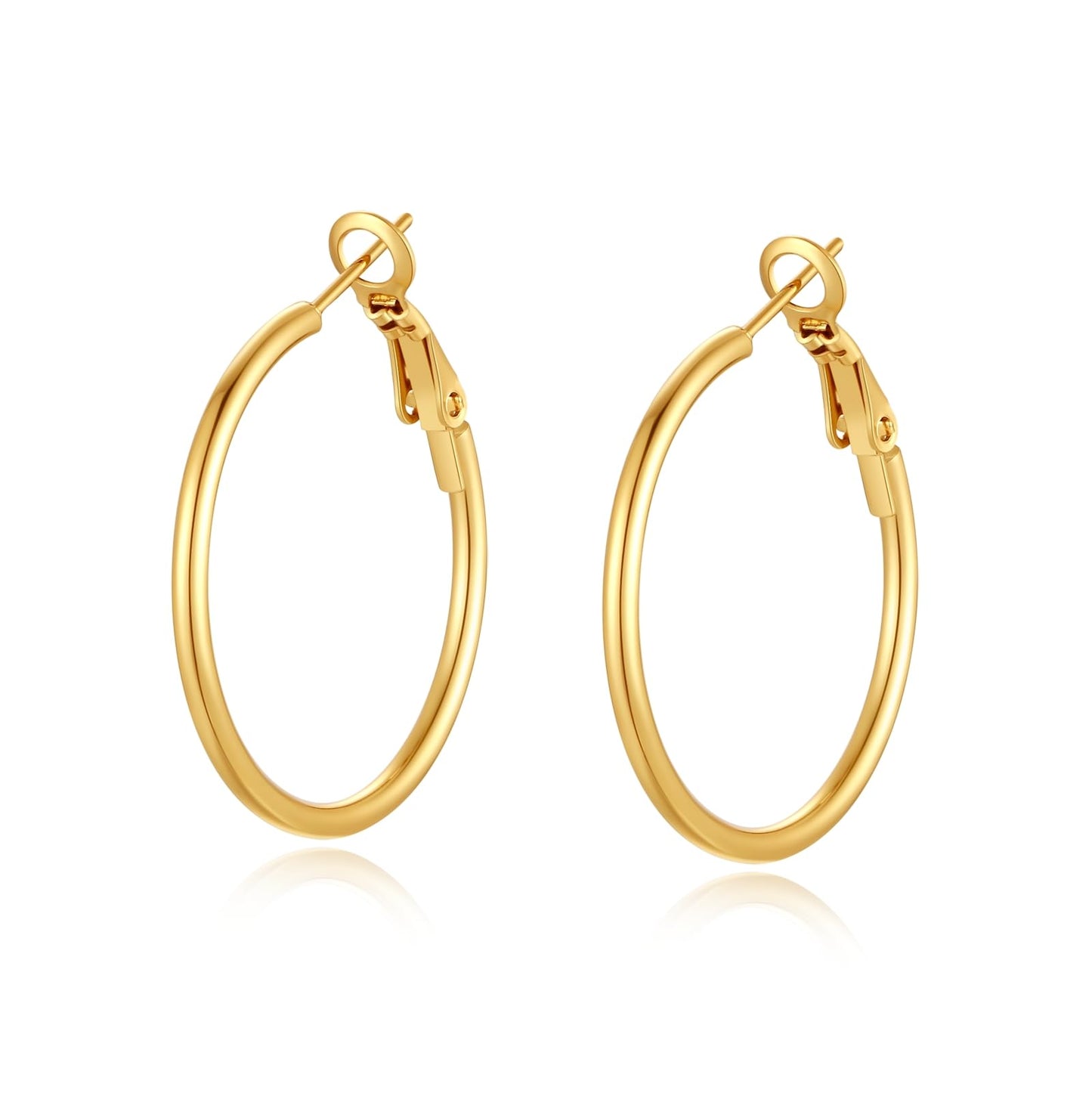 4-Pair Gold-Tone Silver-Tone Hoop Earrings Set