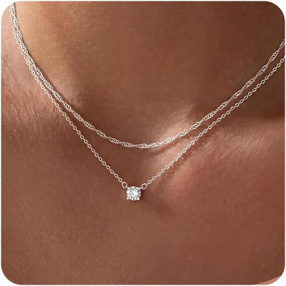 Gold-Tone Silver-Tone CZ Necklace