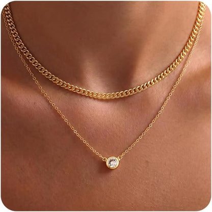 Gold-Tone Silver-Tone CZ Necklace